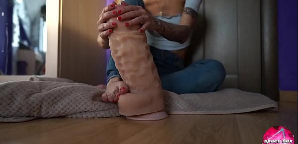  Tiny Babe Play Monster Dildo - Foot Fetish